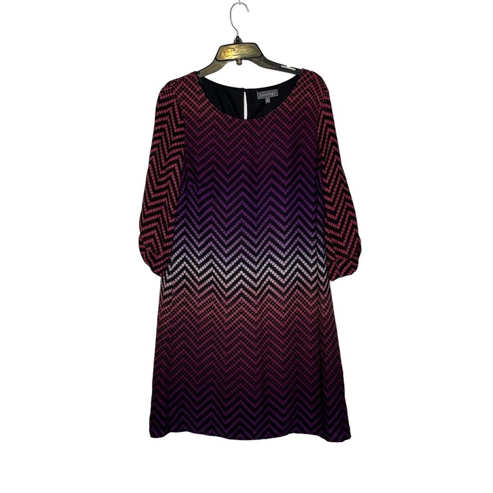 Luxology Dress Size 10 Multi Color Chevron Striped‎ Womens Lined Polyester